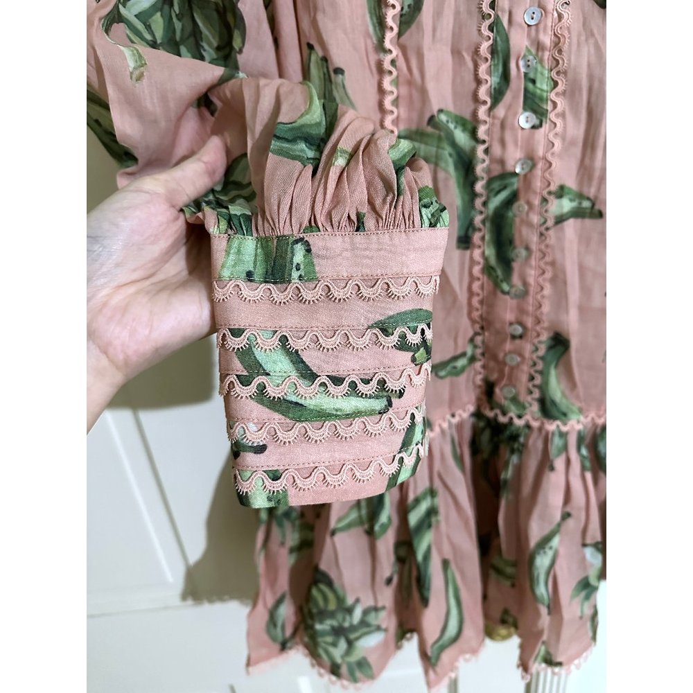 Alemais Pink Mini Dress with Green Banana Print - Picture 6 of 16